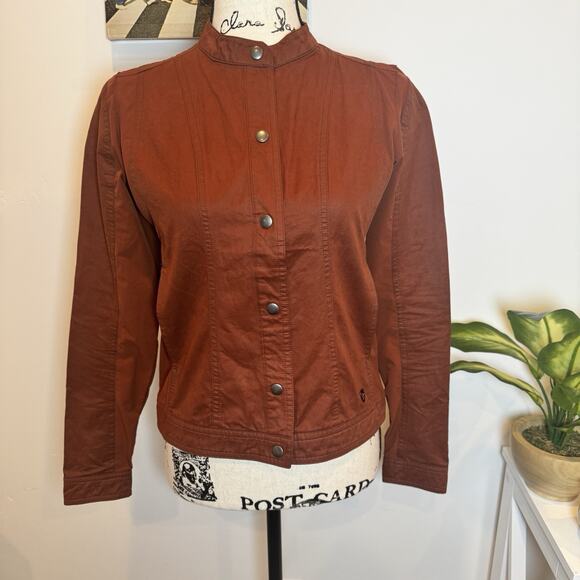 Kuhl Womens Luna Moto Jacket Size XS Dark Red-ish Orange Snap Front Stretch Trim - Picture 1 of 7